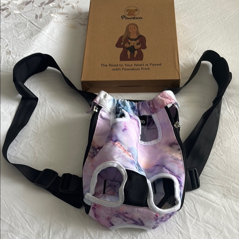 EUC PURPLE MARBLE Pet Carrier Backpack - Purple and Black